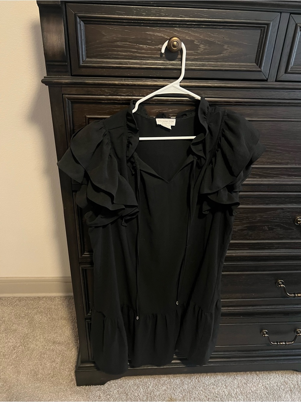 Chic Soul Black Ruffled Women's Dress